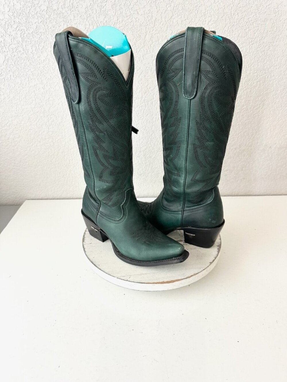 Lane SMOKESHOW Green Cowboy Boots Western Cowgirl Mid Calf Tall Snip Toe Size 7